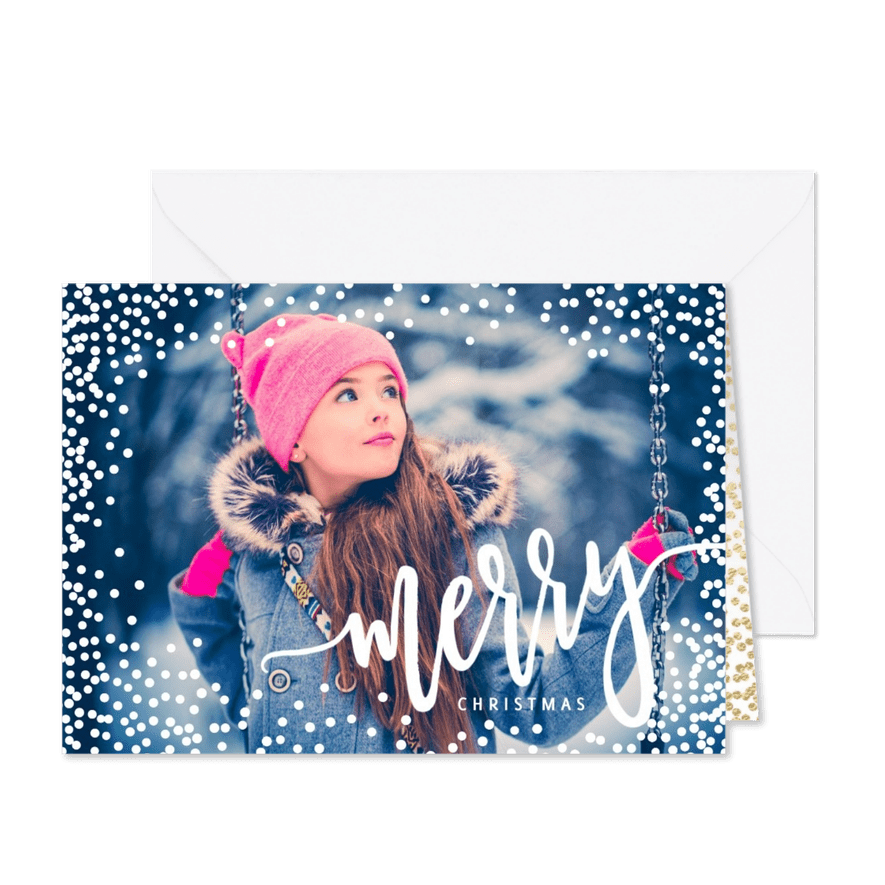 Foto kerstkaart modern sneeuw - Kaartimpressie