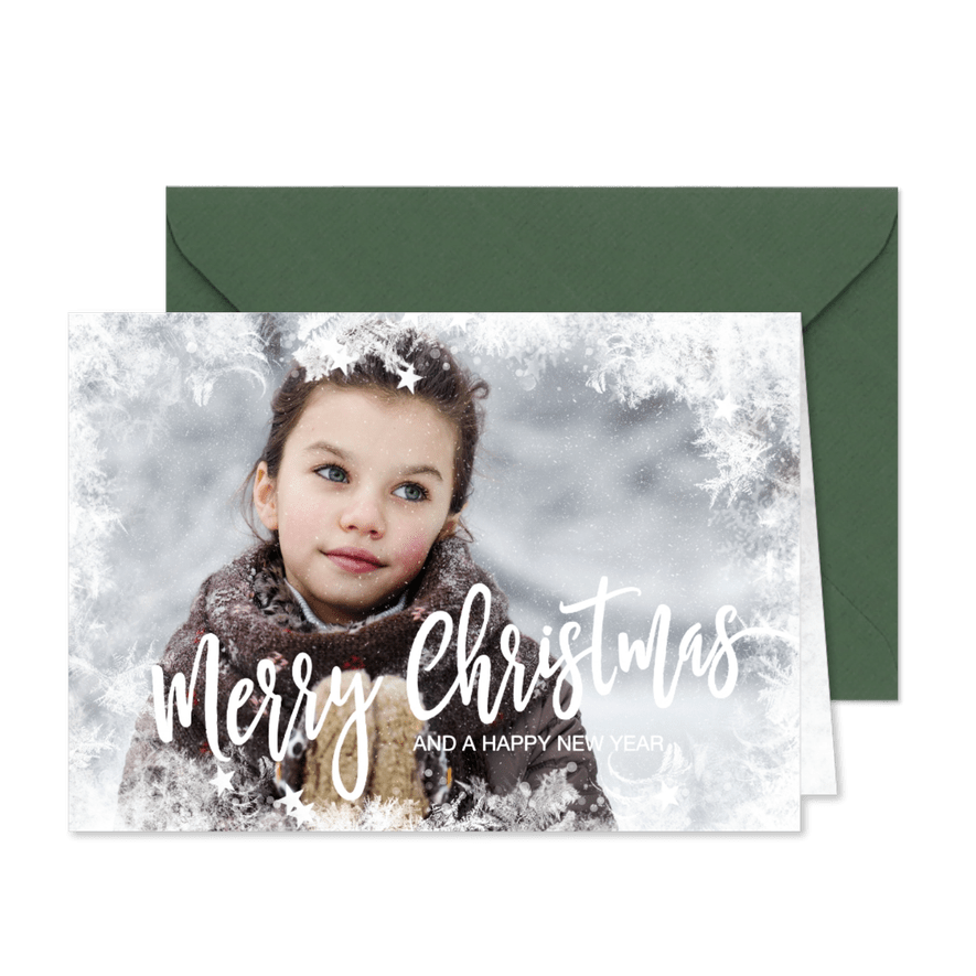 Foto kerstkaart origineel sneeuw kader - Kaartimpressie