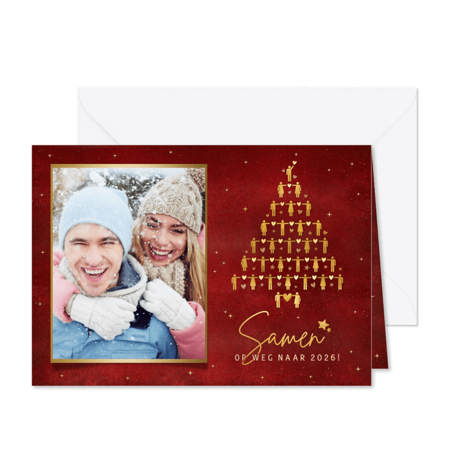 Foto kerstkaart - Samen op weg naar 2026 kerstboom - Kaartimpressie
