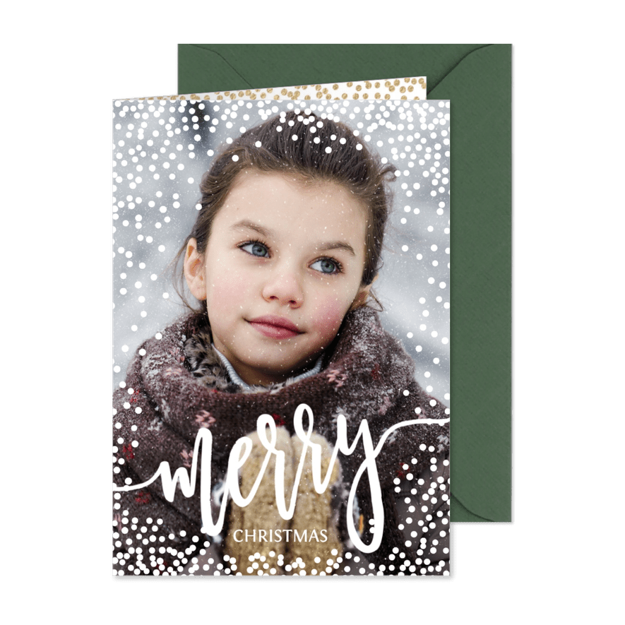 Foto kerstkaart sneeuw kader - Kaartimpressie