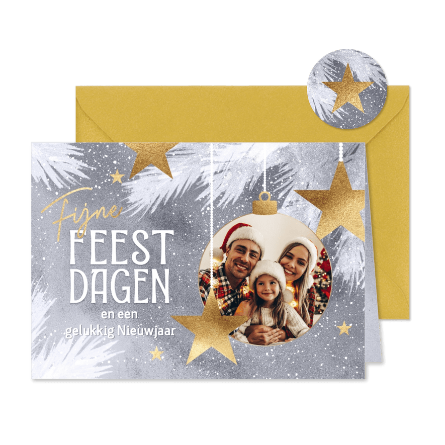 Foto kerstkaart vrolijke kerst sterren - Kaartimpressie