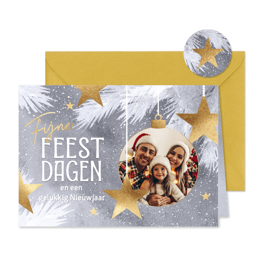 Foto kerstkaart vrolijke kerst sterren - Kaartimpressie