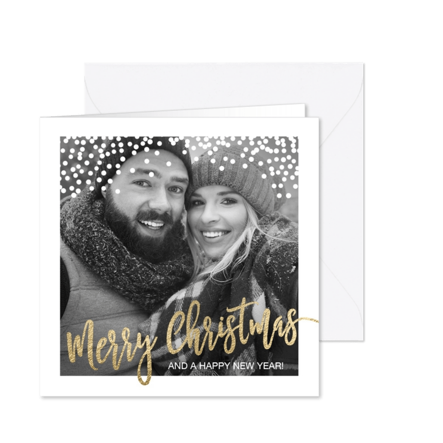 Foto kerstkaarten met sneeuw dots - Kaartimpressie