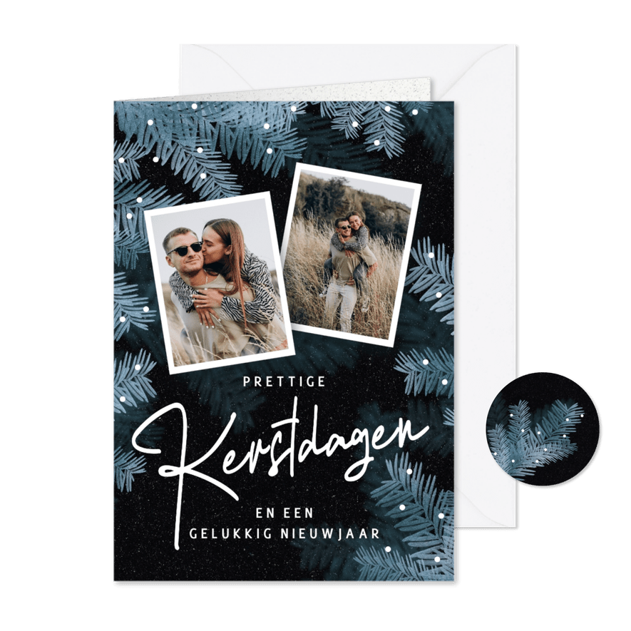 Foto Kerstkaartje winter dennenboom - Kaartimpressie