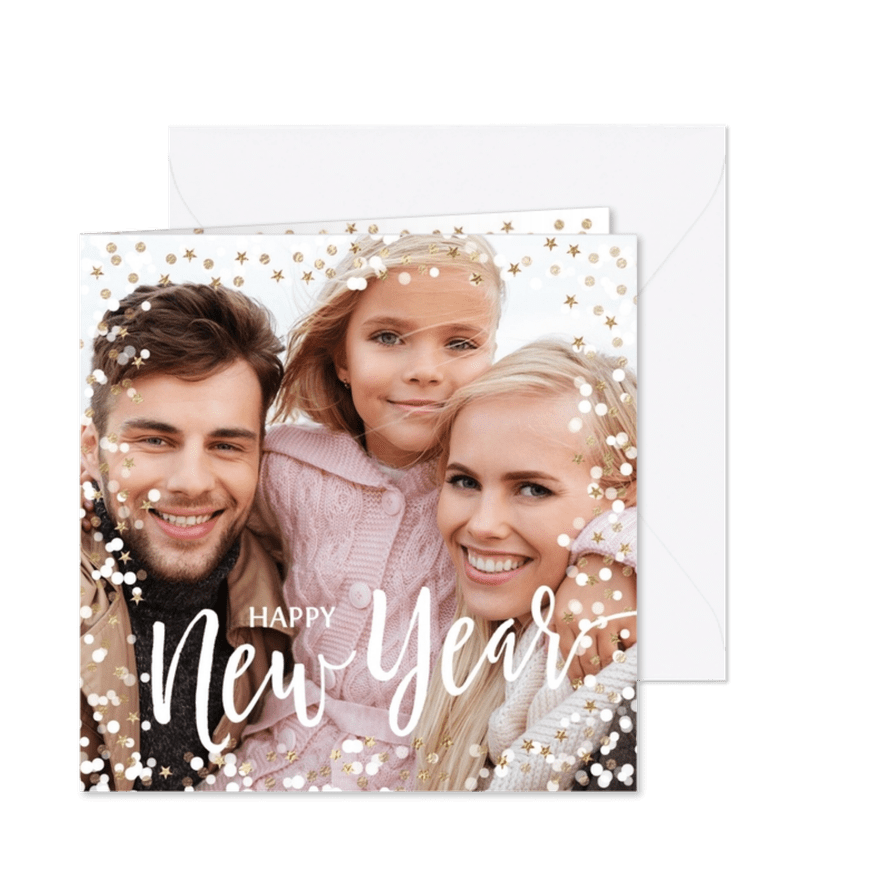 Foto nieuwjaarskaart confetti - Kaartimpressie