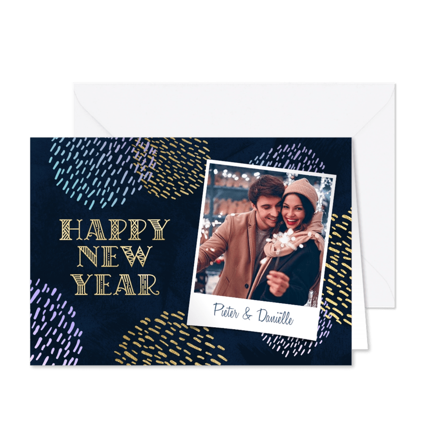 Foto nieuwjaarskaart met vuurwerk  - Kaartimpressie