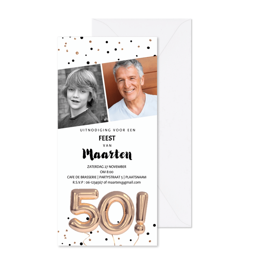 foto uitnodiging 50 jaar ballonnen - Kaartimpressie