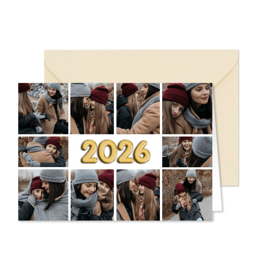 Fotocollage 10 foto's 2026 folieballon - Kaartimpressie