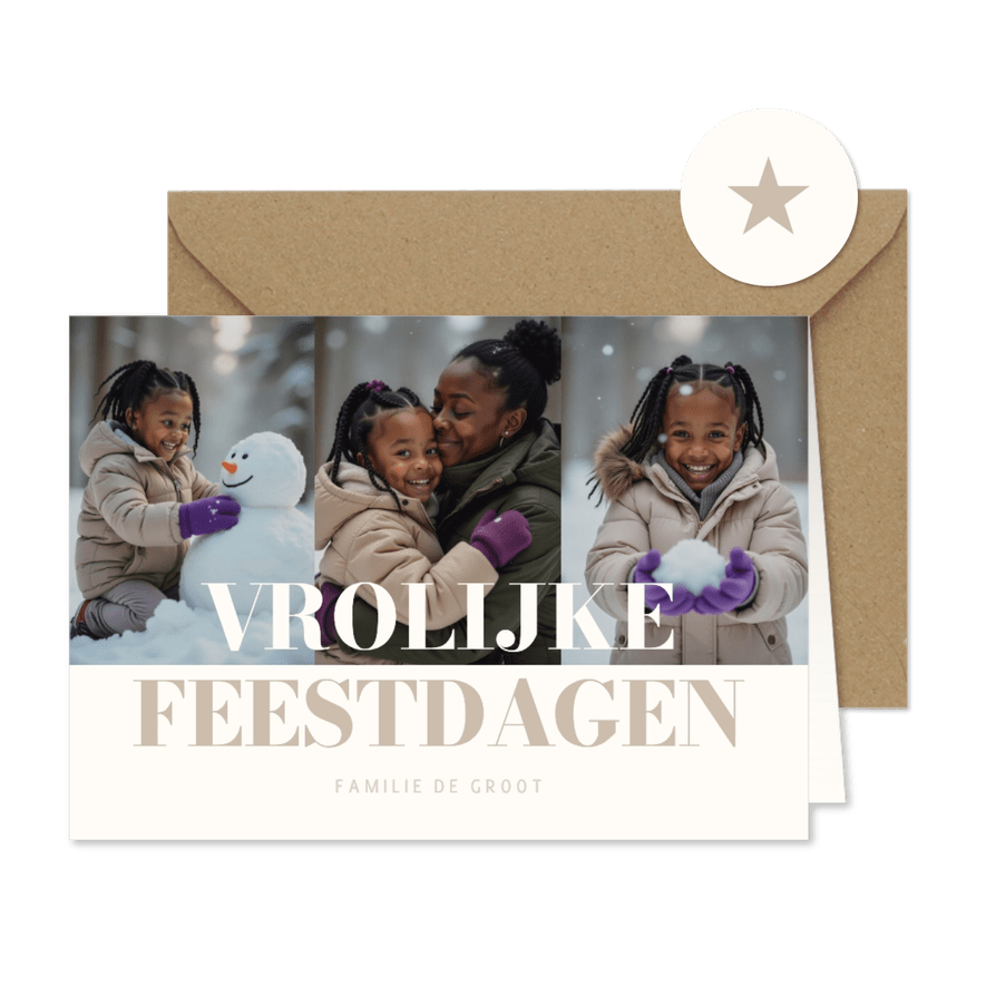 Fotocollage kerstkaart met aanpasbare tekst - Kaartimpressie
