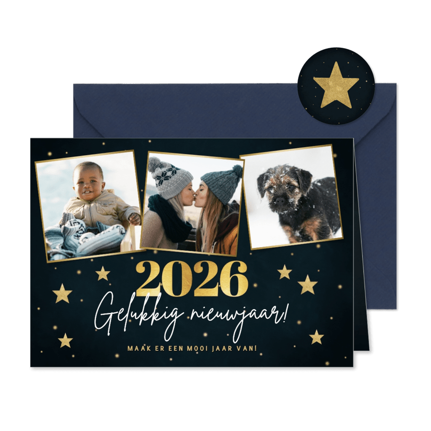 Fotocollage nieuwjaarskaart 2026 bijzonder jaar - Kaartimpressie