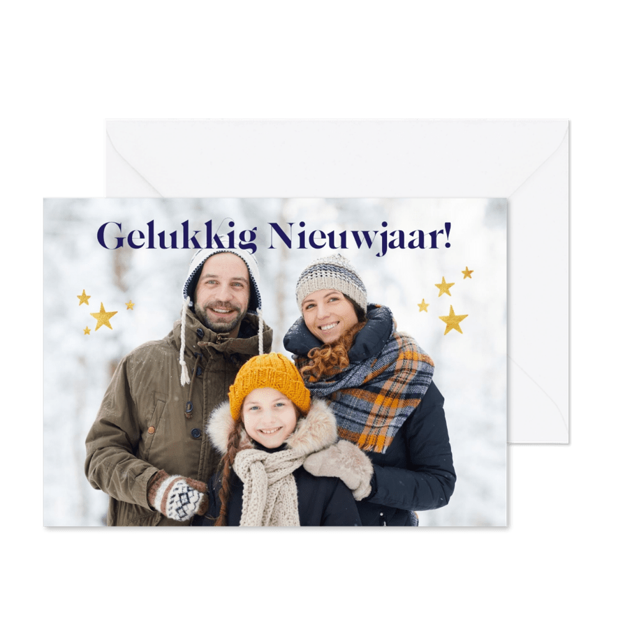 Fotokaart 'gelukkig nieuwjaar' eigen foto - Kaartimpressie