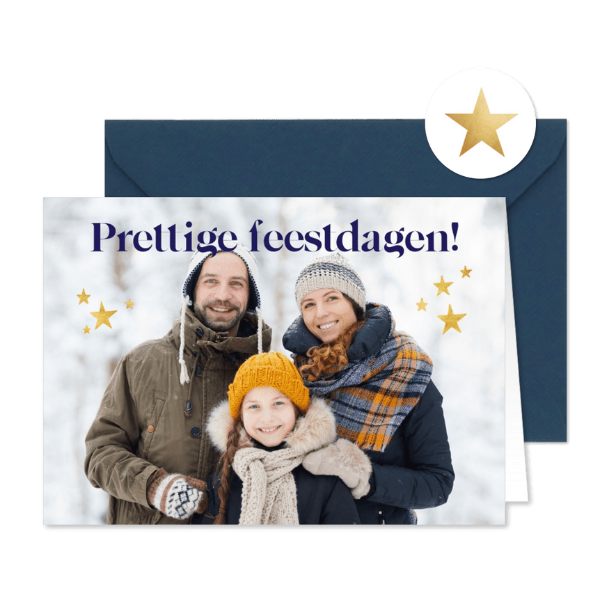 Fotokaart kerst gouden sterretjes - Kaartimpressie