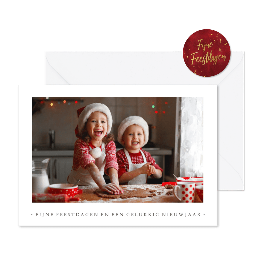 Fotokaart kerstmis met 1 grote foto en aanpasbare tekst - Kaartimpressie