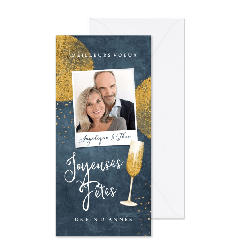 Franse nieuwjaarskaart stijlvol goud foto champagne - Kaartimpressie