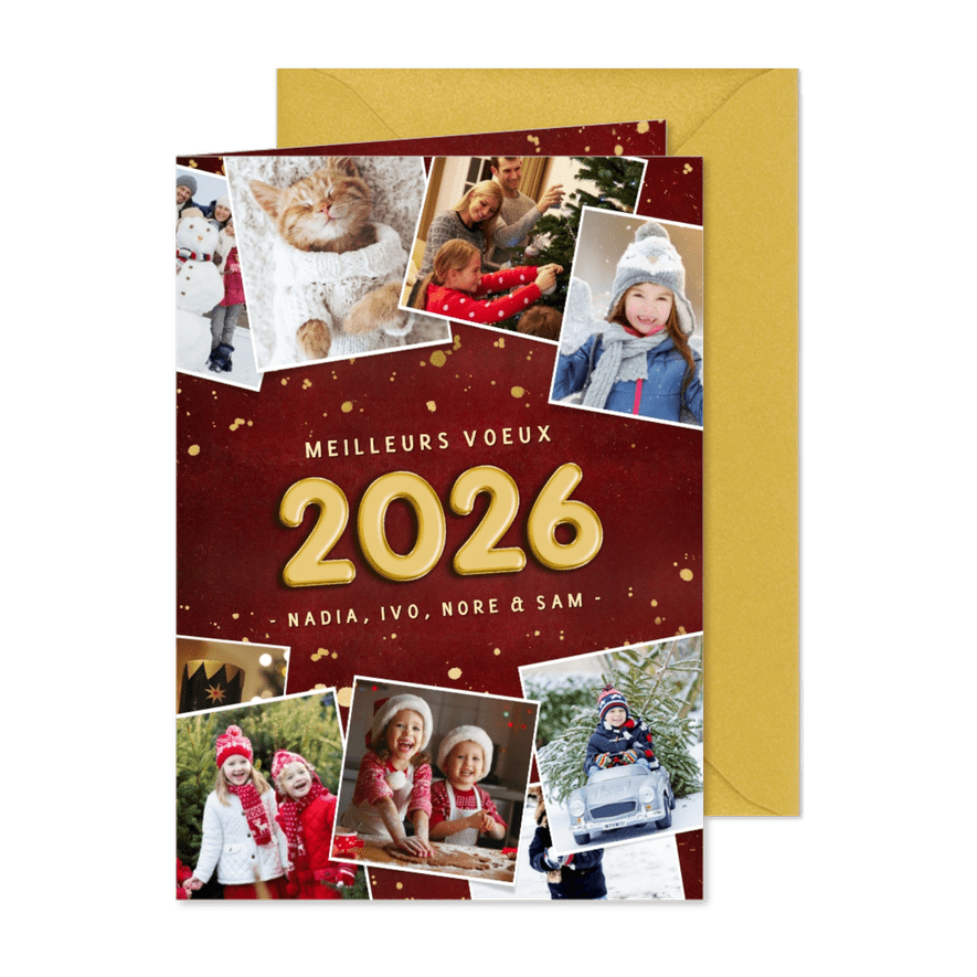 Franstalige nieuwjaarskaart met fotocollage - Kaartimpressie