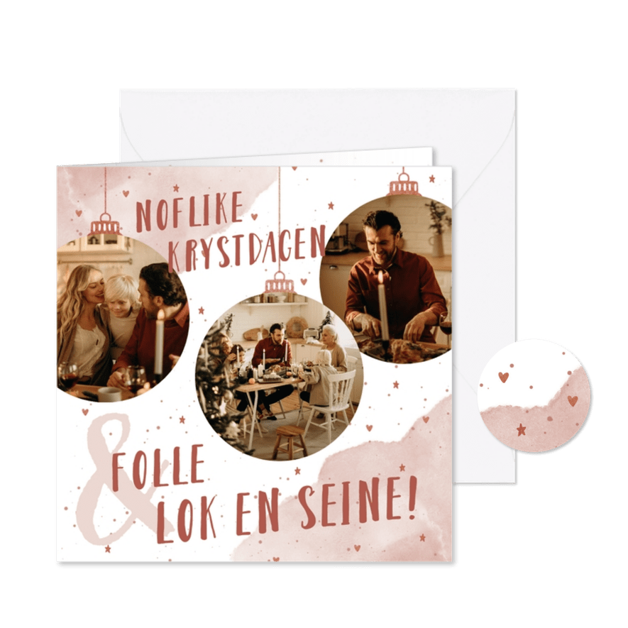 Friese kerstkaart waterverf en foto's noflike krystdagen - Kaartimpressie