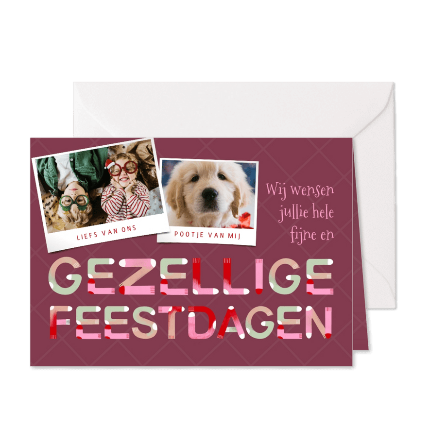 Funky kerstkaart kerstsokken foto's gezellige feestdagen - Kaartimpressie