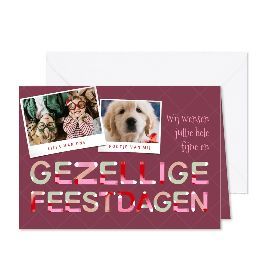 Funky kerstkaart kerstsokken foto's gezellige feestdagen - Kaartimpressie
