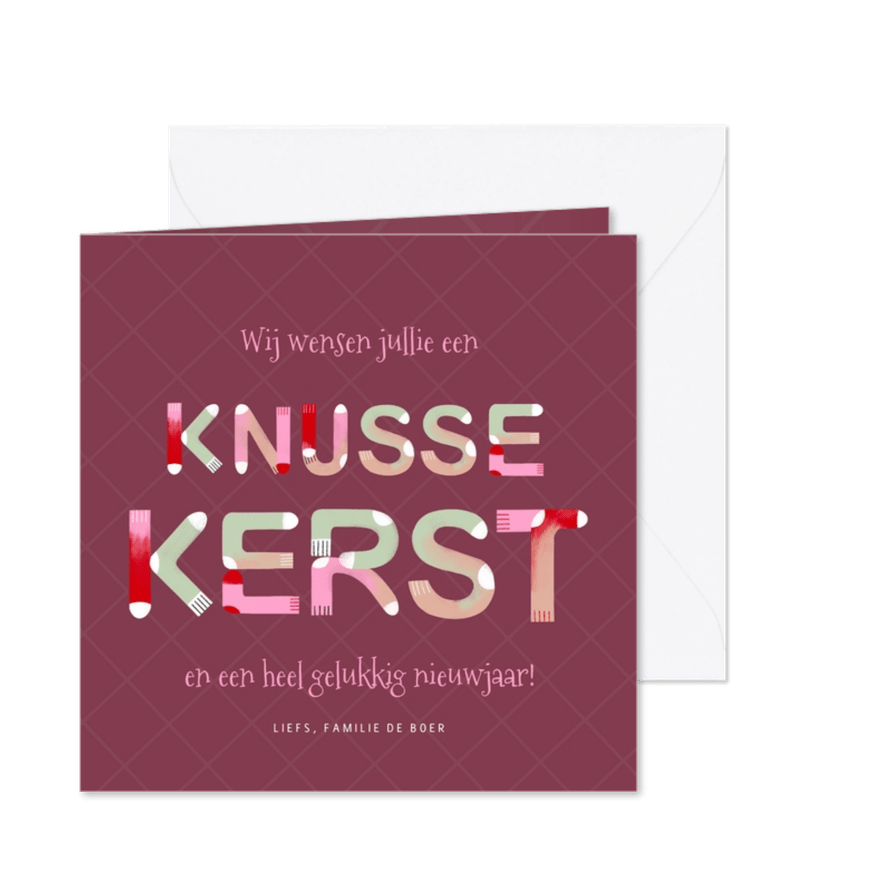 Funky kerstkaart kerstsokken typografie knusse kerst - Kaartimpressie