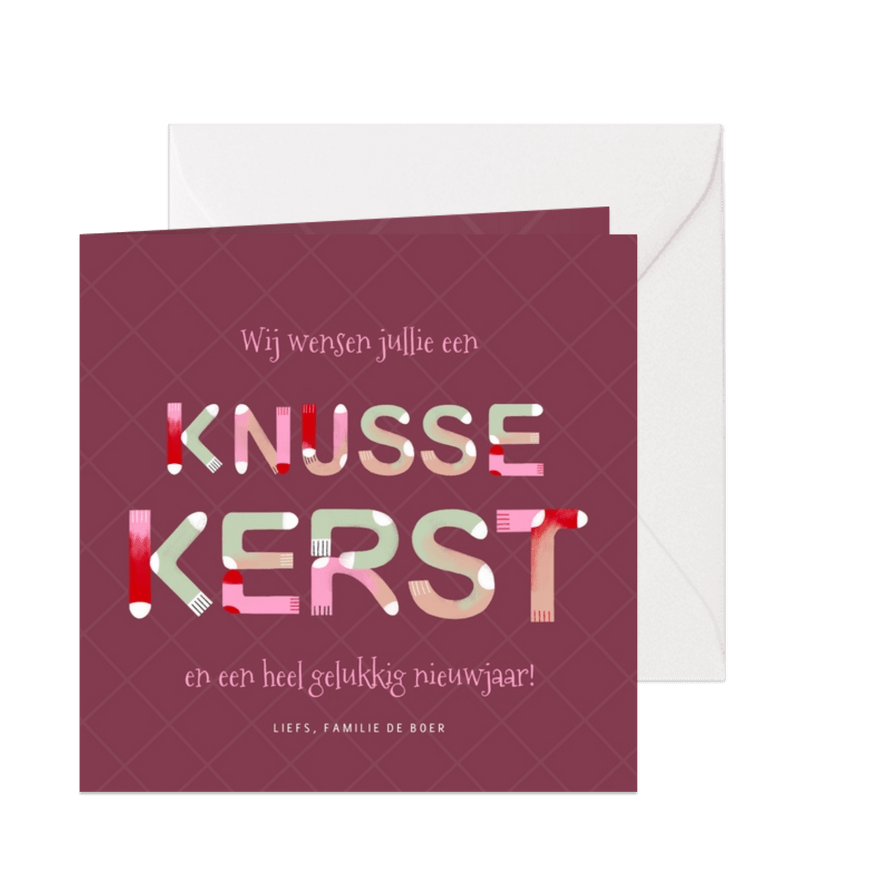 Funky kerstkaart kerstsokken typografie knusse kerst - Kaartimpressie