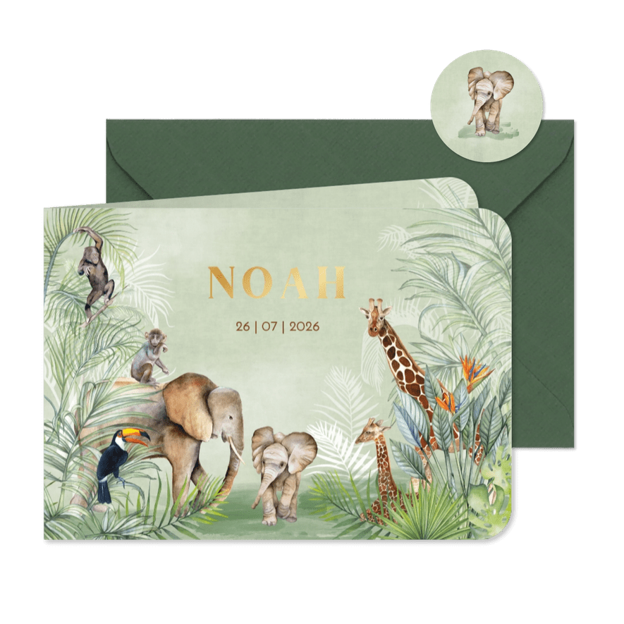 Geboorte dieren in jungle - Kaartimpressie