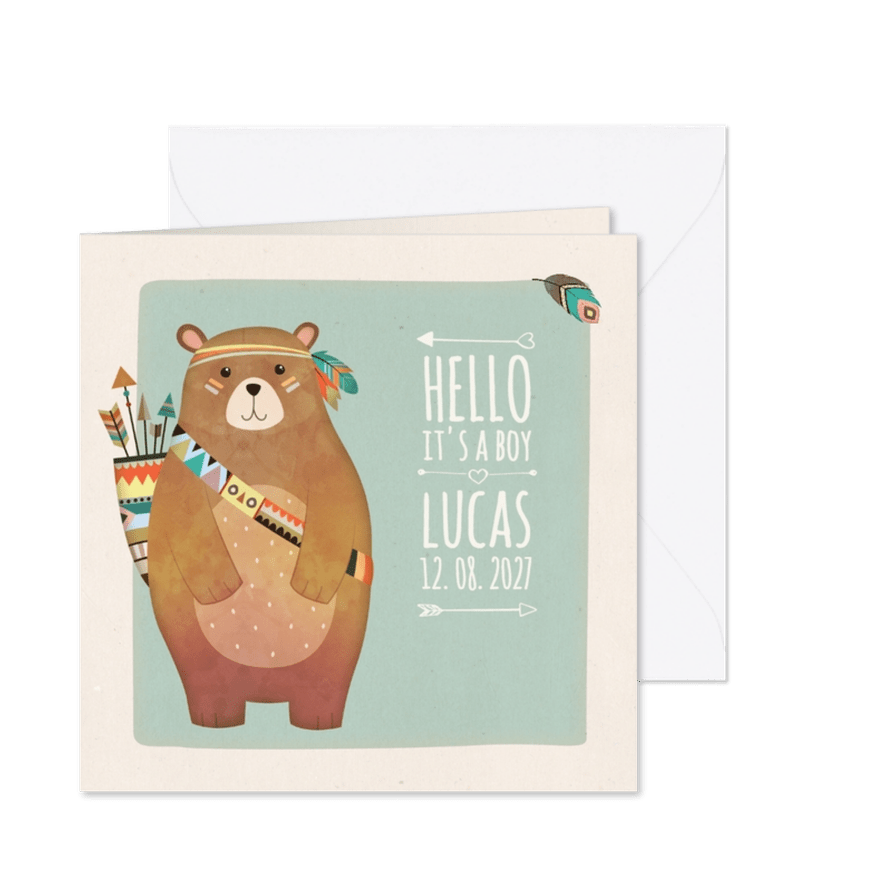 Geboorte indiaan beer - BK - Kaartimpressie