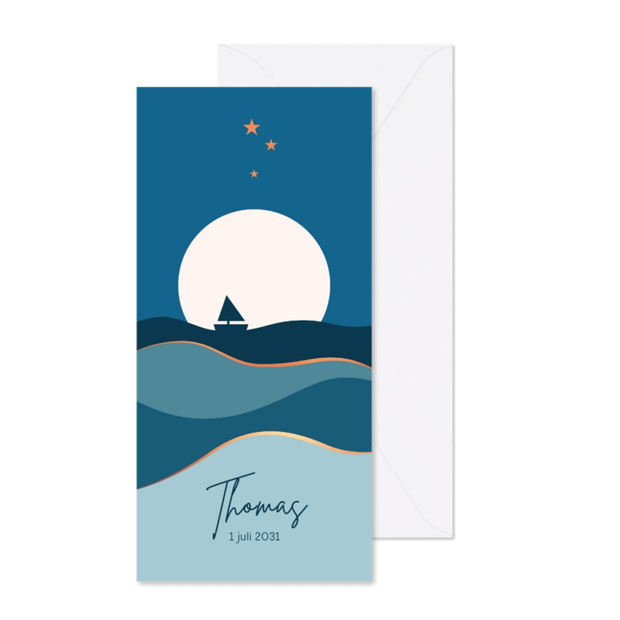 Geboorte - Maan met bootje en vlakken - Kaartimpressie