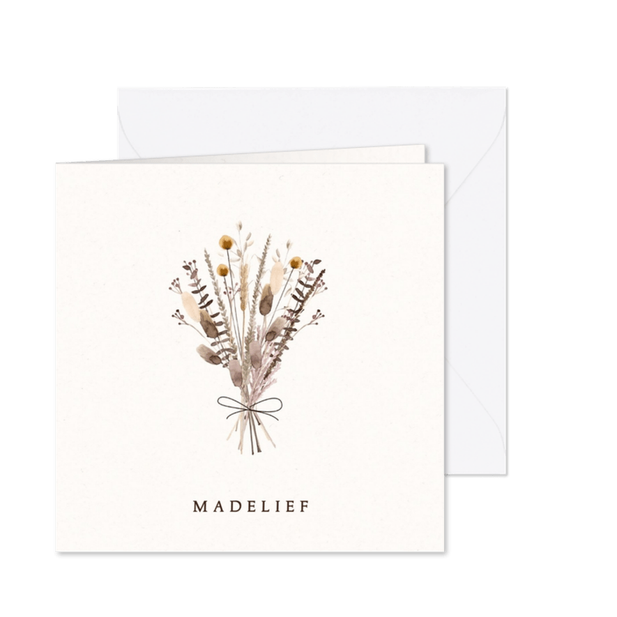 Geboorte meisje boeket droogbloemen - Kaartimpressie