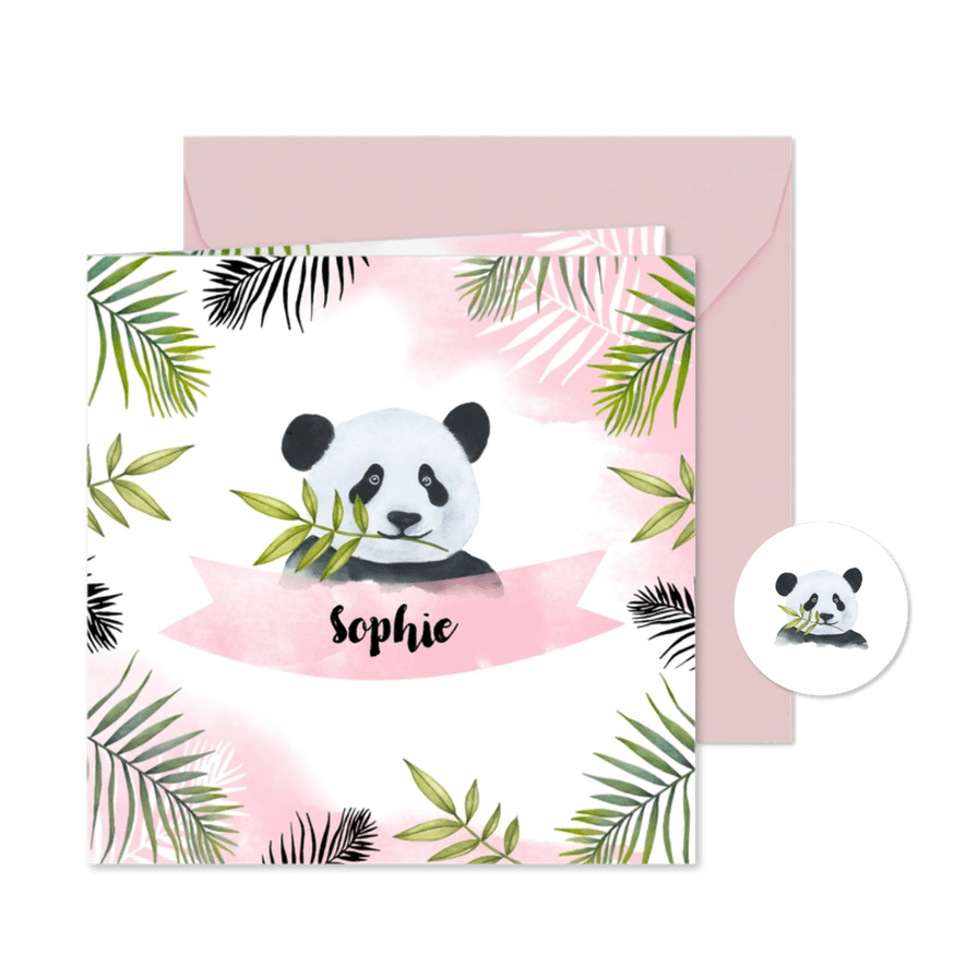 Geboorte meisje pandabeertje aquarel - Kaartimpressie