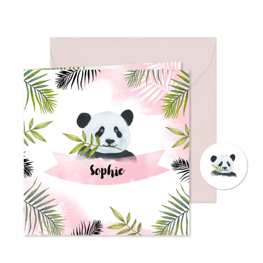 Geboorte meisje pandabeertje aquarel - Kaartimpressie