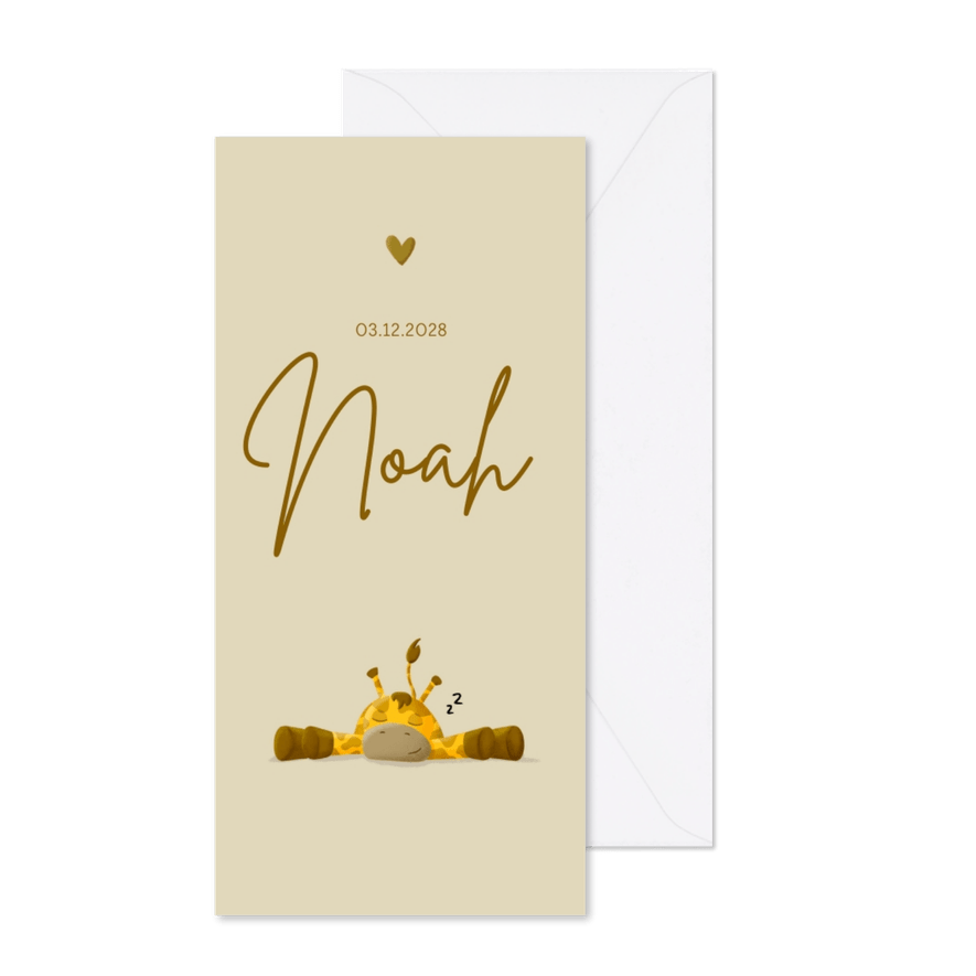 Geboorte modern giraf kaart - Kaartimpressie
