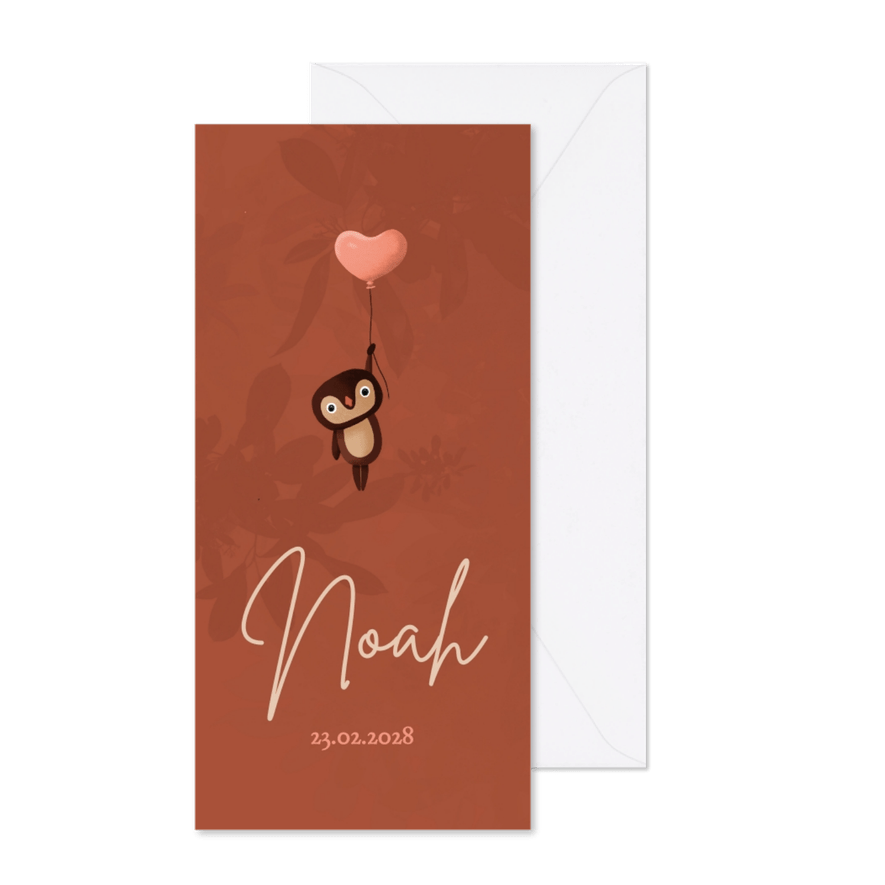 Geboorte modern uil kaart - Kaartimpressie