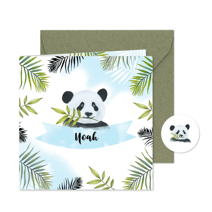 Geboorte pandabeertje tropisch - Kaartimpressie