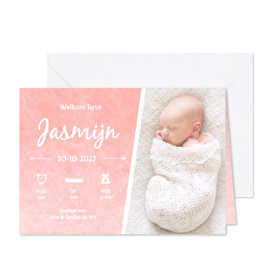 Geboorte waterverf Jasmijn - DH - Kaartimpressie