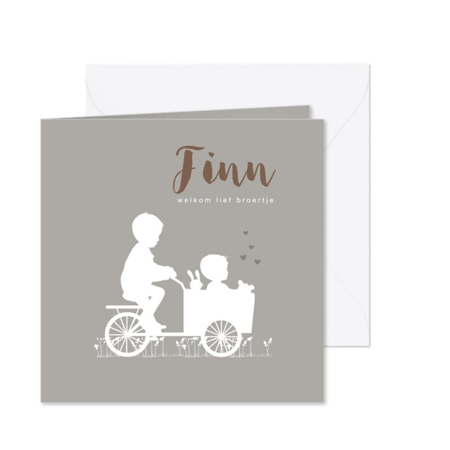 Geboortekaart broer met bakfiets - Kaartimpressie