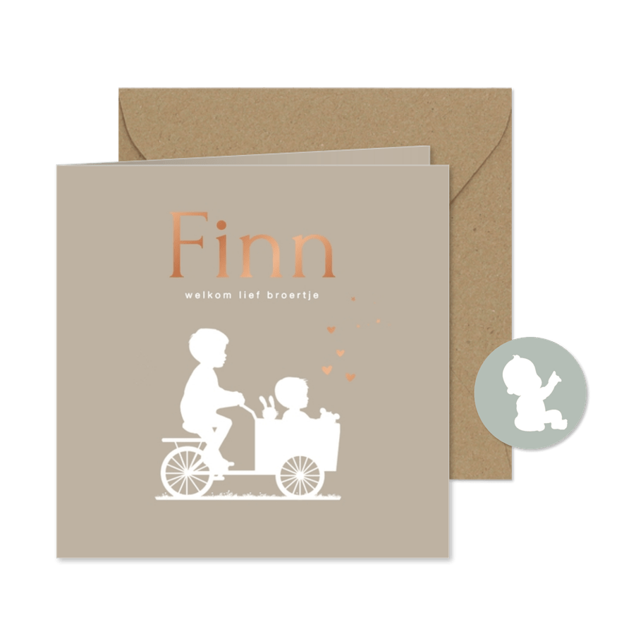 Geboortekaart broer met bakfiets - Kaartimpressie