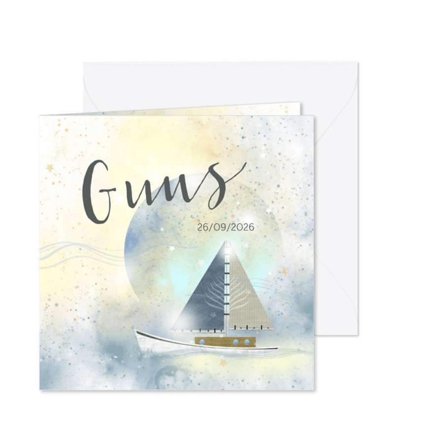 Geboortekaart Droomzee Uni - Kaartimpressie