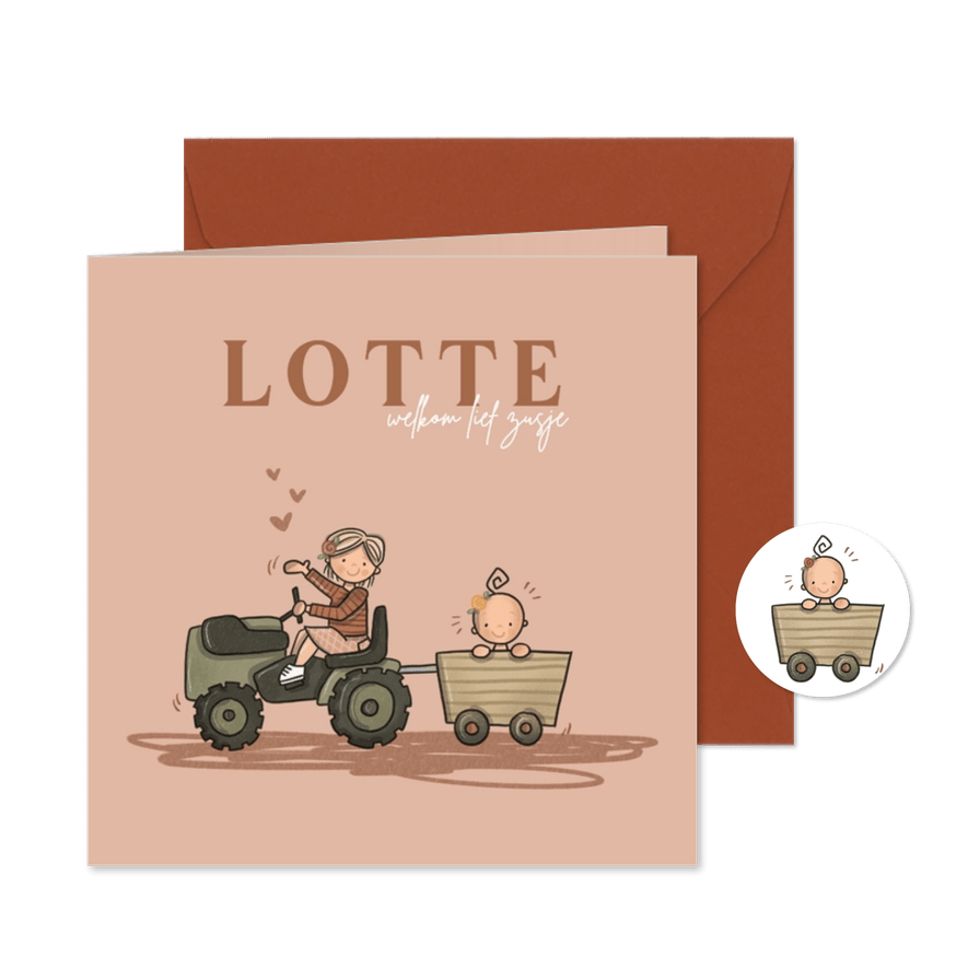 Geboortekaart Hoera een zusje Grote zus - Kaartimpressie