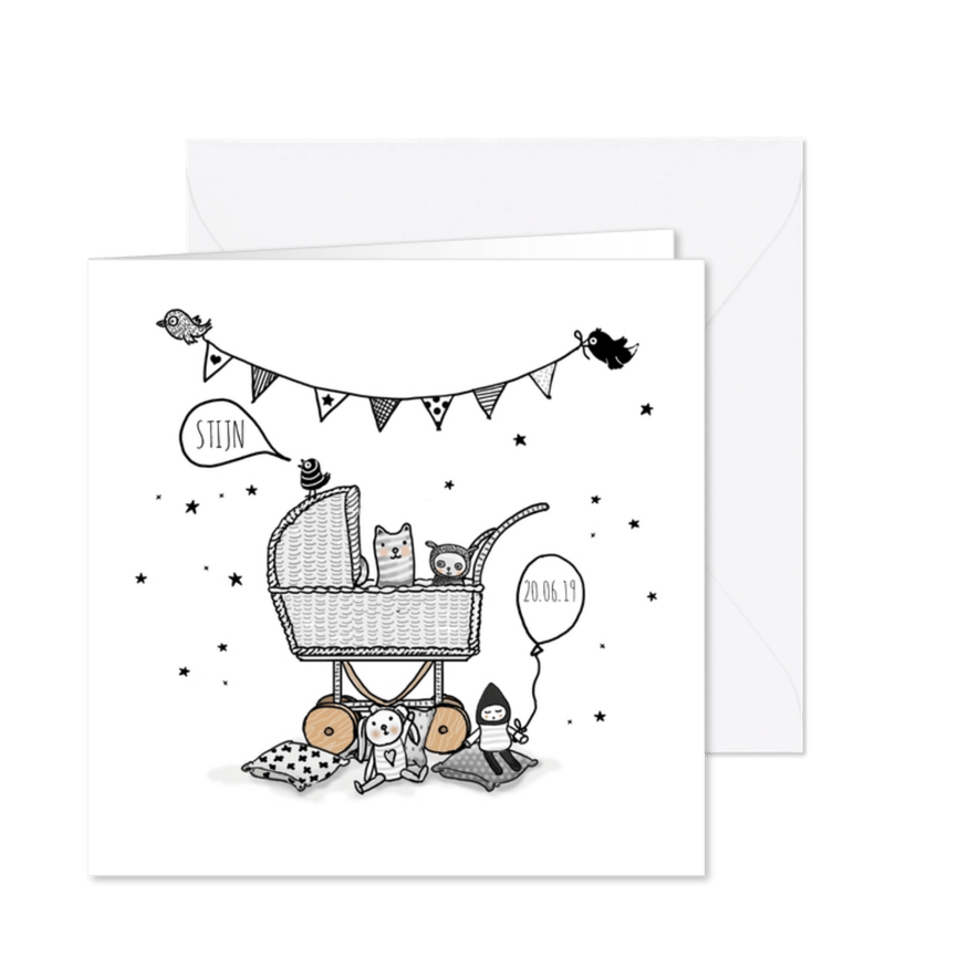 Geboortekaart kinderwagen av - Kaartimpressie