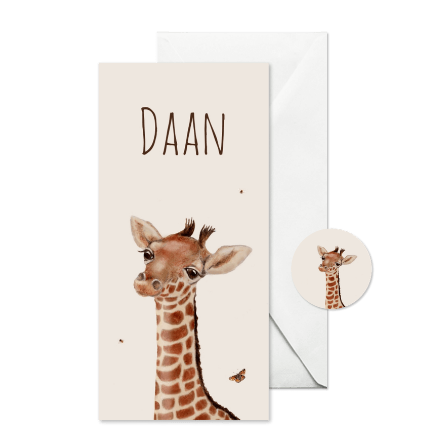 Geboortekaart Lieve kleine giraffe - Kaartimpressie