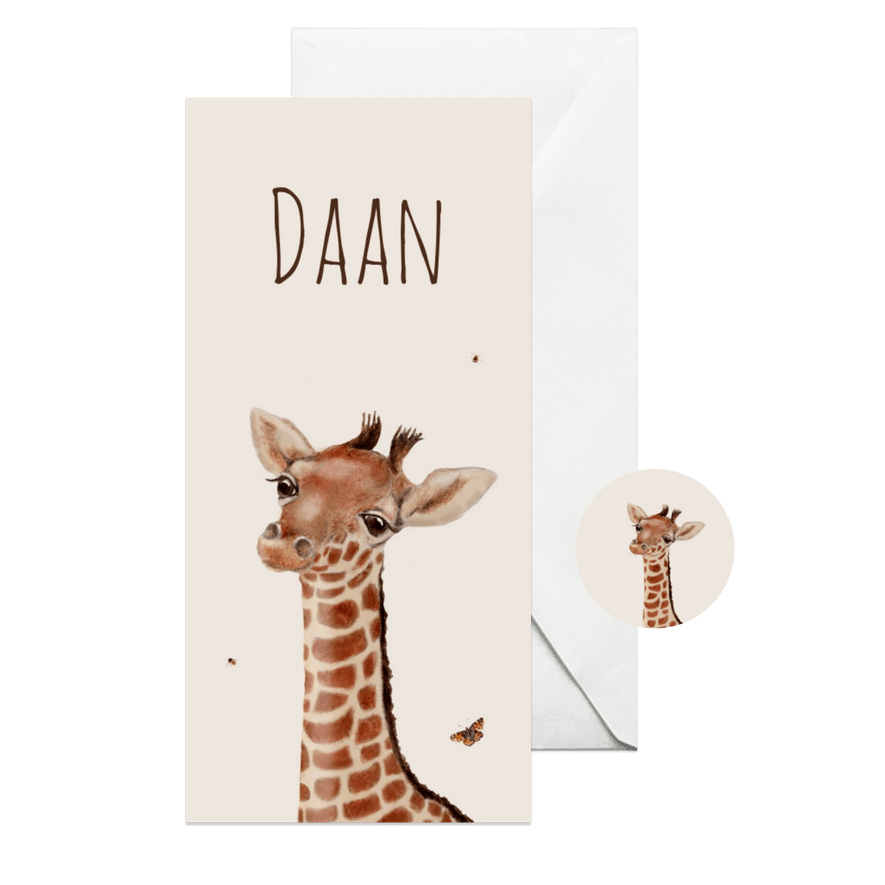 Geboortekaart Lieve kleine giraffe - Kaartimpressie