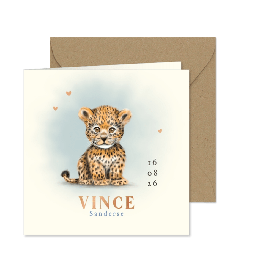 Geboortekaart panter welpje - Kaartimpressie