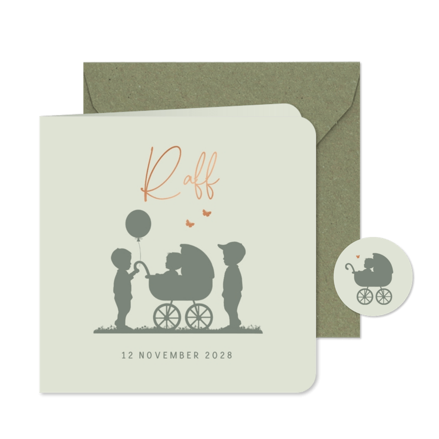 Geboortekaart silhouet broertjes av - Kaartimpressie