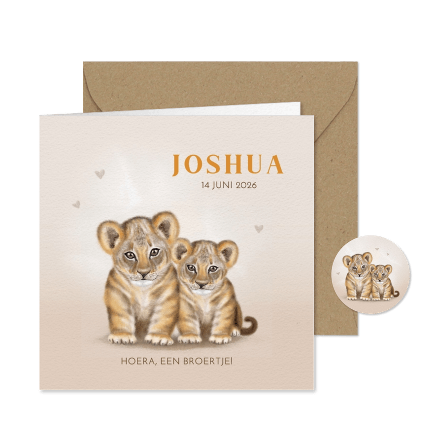 Geboortekaart welpje broertje-zusje - Kaartimpressie