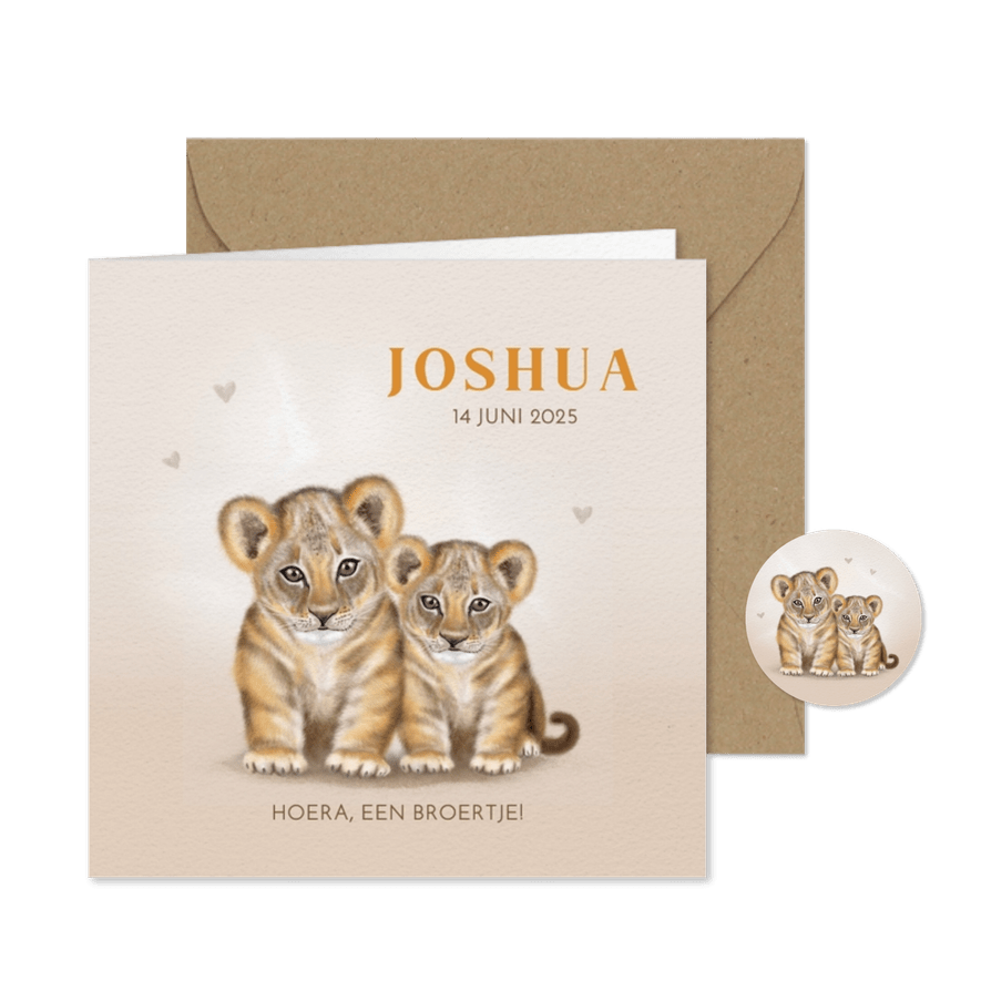 Geboortekaart welpje broertje-zusje - Kaartimpressie
