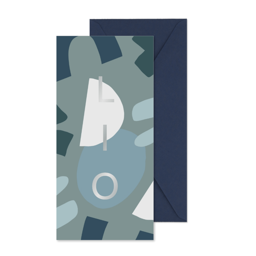 Geboortekaartje abstracte vormen stoere kleuren - Kaartimpressie