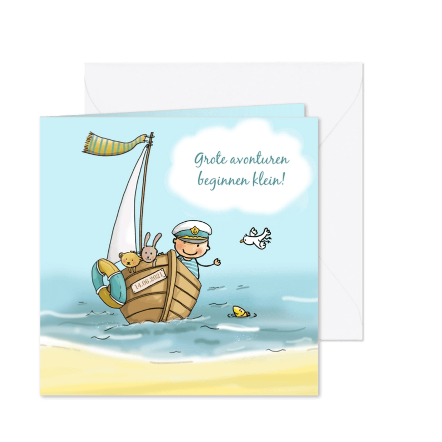 Geboortekaartje baby met bootje - Kaartimpressie