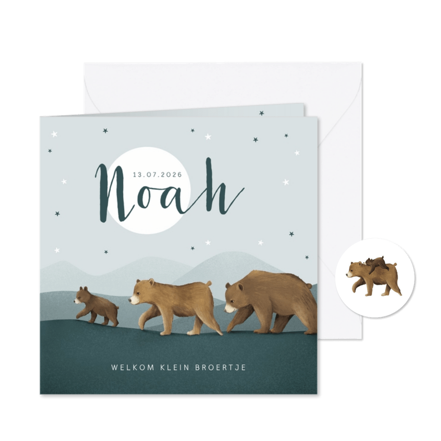Geboortekaartje berenfamilie dieren - Kaartimpressie
