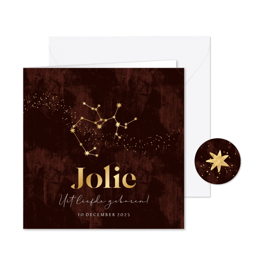 Geboortekaartje boogschutter sterrenbeeld goudfolie  - Kaartimpressie