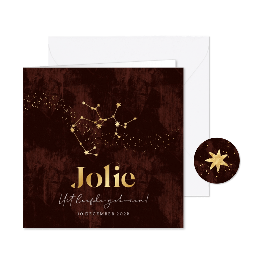 Geboortekaartje boogschutter sterrenbeeld goudfolie  - Kaartimpressie